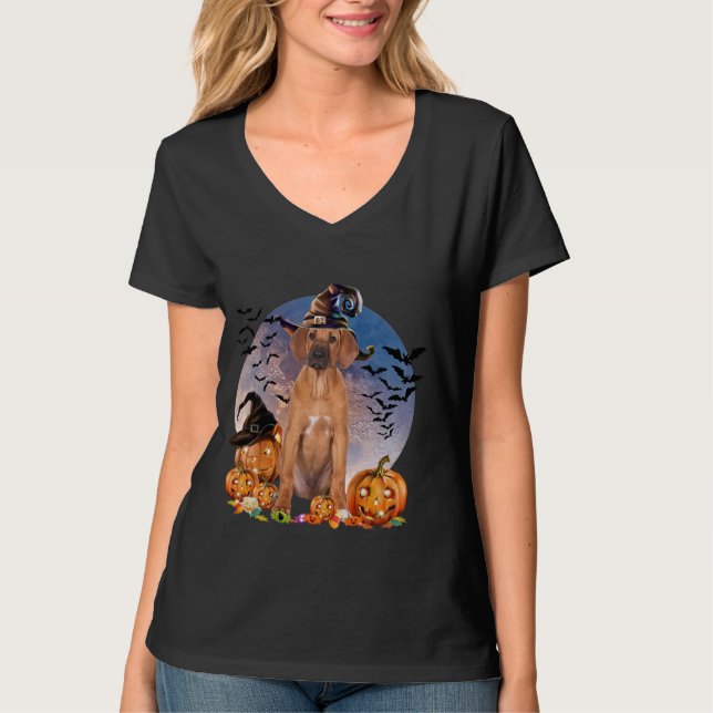 Dog Halloween Rhodesian Ridgeback Jack O Lantern P T-Shirt (Front)
