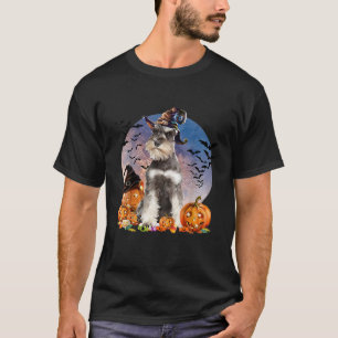 Dog Halloween Schnauzer Jack O Lantern Pumpkin  fo T-Shirt