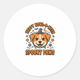 Dog Halloween Spooky Paws Classic Round Sticker