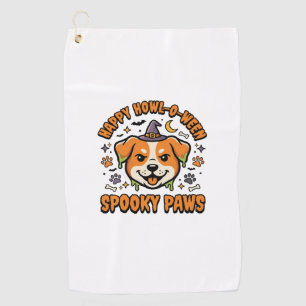 Dog Halloween Spooky Paws Golf Towel