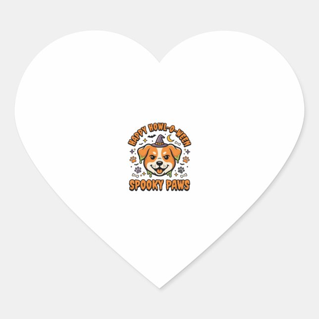 Dog Halloween Spooky Paws Heart Sticker (Front)