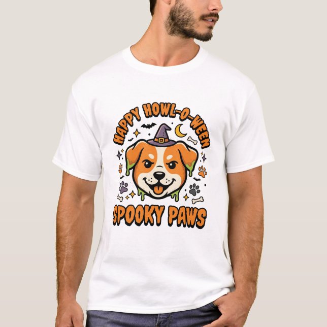 Dog Halloween Spooky Paws T-Shirt (Front)