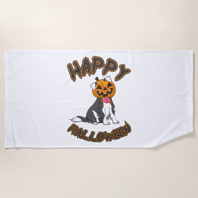 Dog Halloween T ShirtHappy Halloween Dog T Shirt Beach Towel (Front)