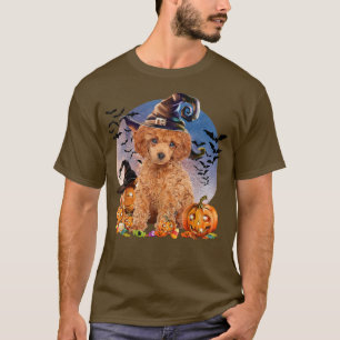 Dog Halloween Toy Poodle Jack O Lantern Pumpkin Mo T-Shirt