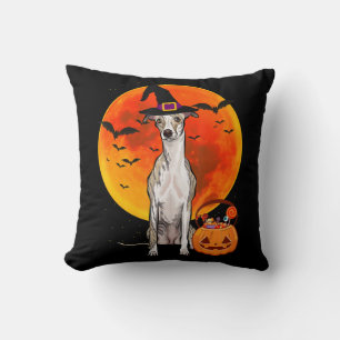 Dog Halloween Whippet Jack O Lantern Pumpkin T-Shi Cushion