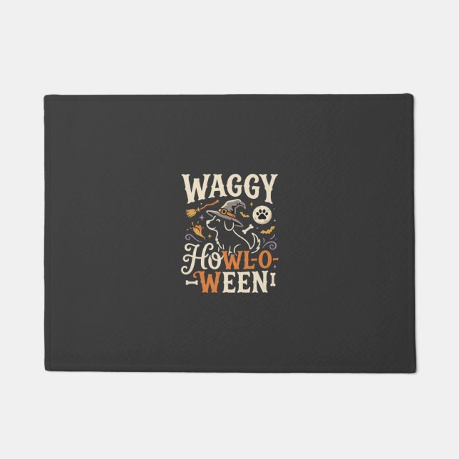 Dog Halloween Witch Night Doormat (Front)