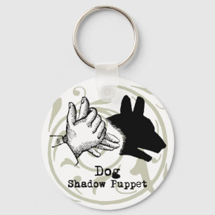 Dog Hand Puppet Shadow Games Vintage Key Ring