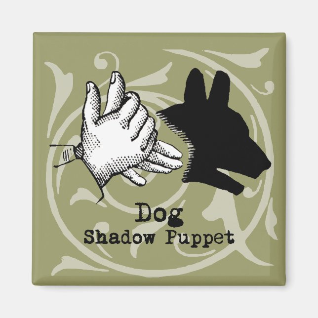 Dog Hand Puppet Shadow Games Vintage Magnet (Front)