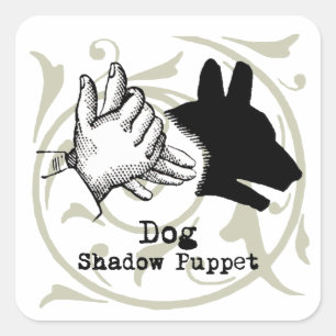 Dog Hand Puppet Shadow Games Vintage Square Sticker