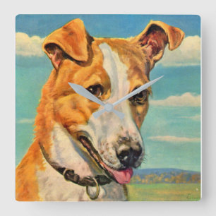 dog handsome dog square wall clock