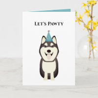 Dog Happy Birthday Card, Let's Pawty Husky