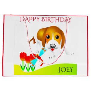 DOG HAPPY BIRTHDAY PERSONALIZED NAME GIFT BAG! LARGE GIFT BAG