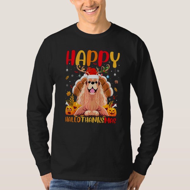 Dog  Happy Cocker Spaniel Dog Hellothanksmas T-Shirt (Front)