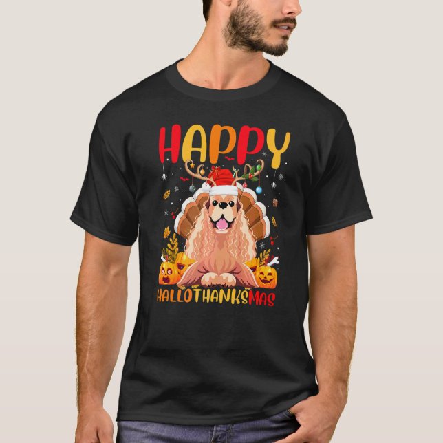 Dog  Happy Cocker Spaniel Dog Hellothanksmas T-Shirt (Front)