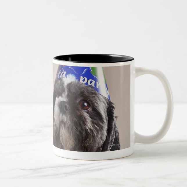Dog having birthday Two-Tone coffee mug (Right)