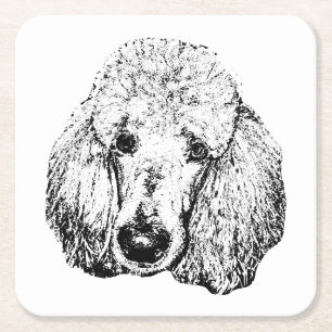 Dog Head Coaster – Minimalist Black Ink Design