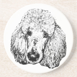 Dog Head Coaster – Minimalist Black Ink Design