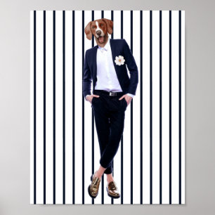 Dog Head Human Body Poster