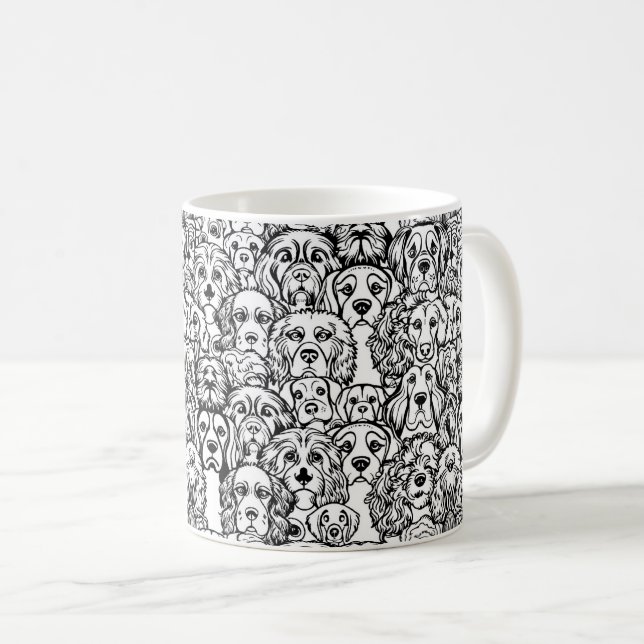 Dog Head Pattern Coffee Mug (Front Right)