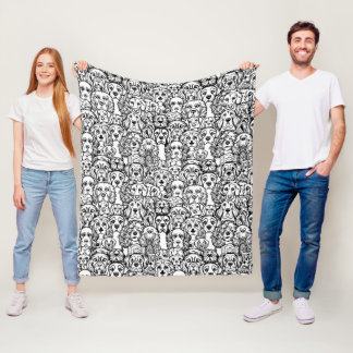 Dog Head Pattern Fleece Blanket
