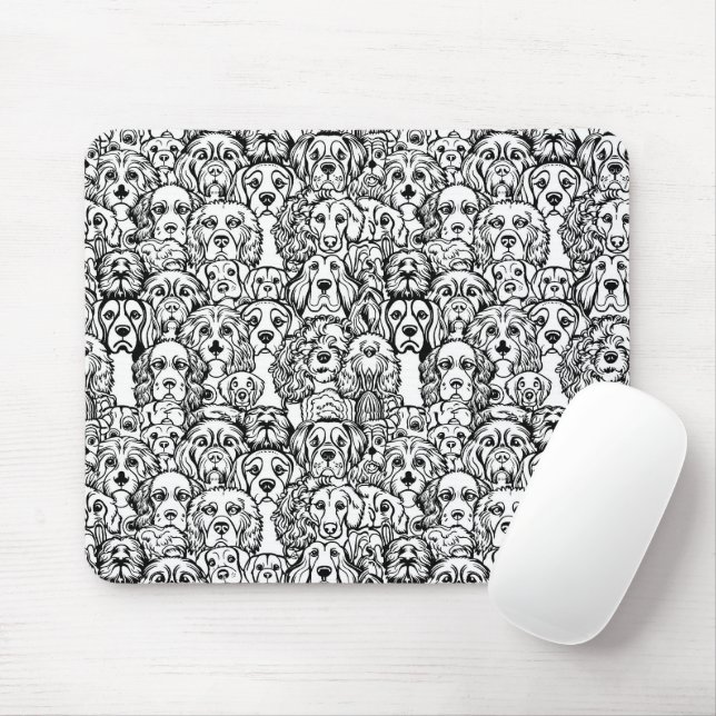 Dog Head Pattern Mouse Pad (With Mouse)