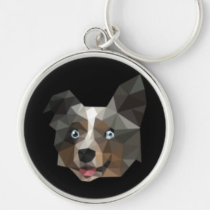 Dog Head Polygonal Design Key Ring