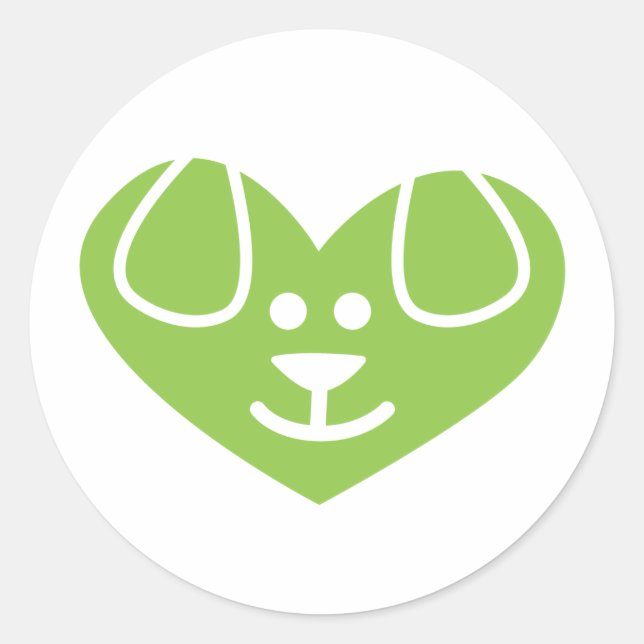 Dog Heart Green Sticker (Front)