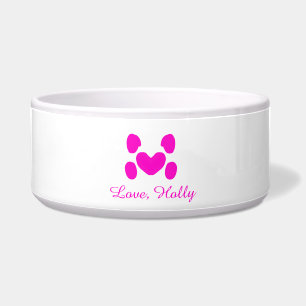 Dog heart paw pink pet add name text animal cat na