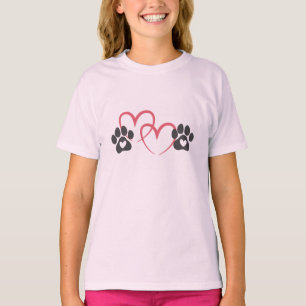 Dog Heart Paws Art   Rescue Dogs Lover Girl's Kids T-Shirt