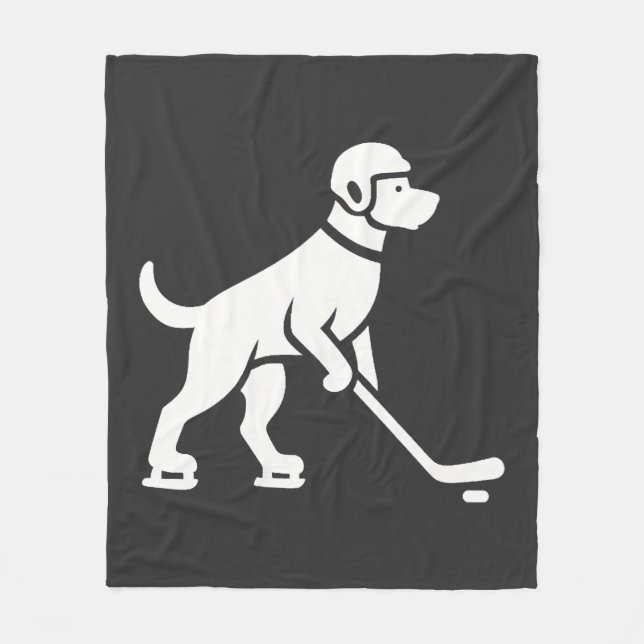 Dog Hockey Player Silhouette  Fleece Blanket (Front)