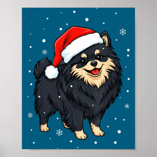 Dog Holiday Meranian Dog Santa Illustration - Fluf Poster