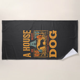 Dog Home Vintage House Beach Towel