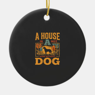Dog Home Vintage House Ceramic Tree Decoration