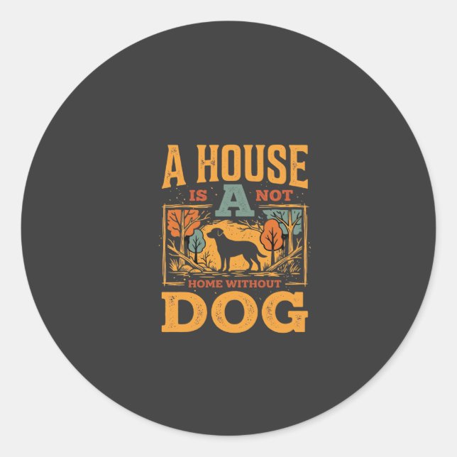 Dog Home Vintage House Classic Round Sticker (Front)