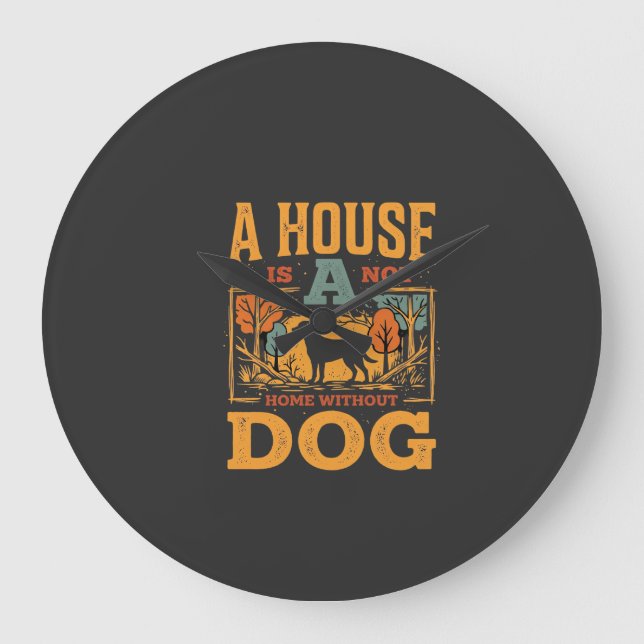 Dog Home Vintage House Large Clock (Front)