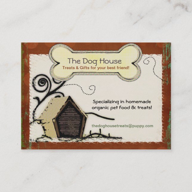 Dog House ORGANIC PET TREATS FOOD Business Card (Front)