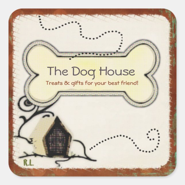 Dog House PET TREATS GIFTS BUSINESS Square Sticker (Front)