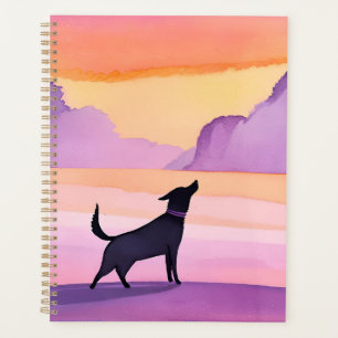 Dog Howl Black Dog Watercolor Silhouette Planner