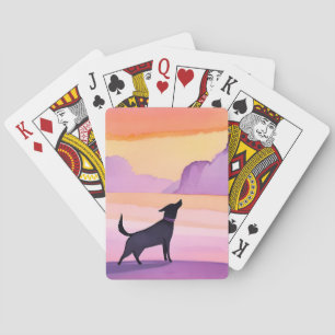 Dog Howl   Black Dog Watercolor Silhouette Playing Cards