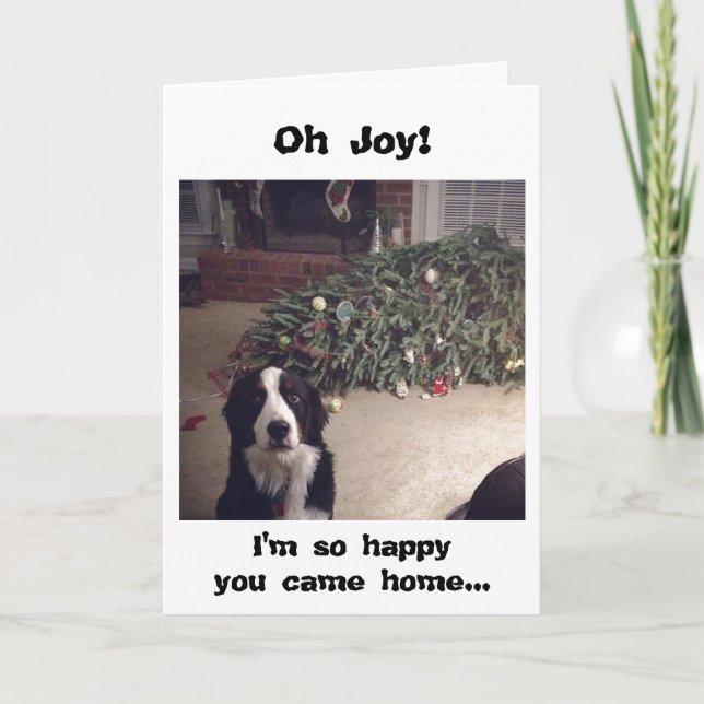 Dog humour Christmas tree card (Front)