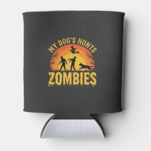 Dog Hunts Zombies Halloween Design Can Cooler