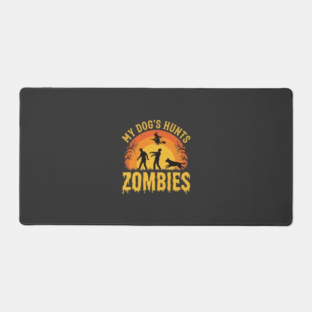 Dog Hunts Zombies Halloween Design Desk Mat (Front)