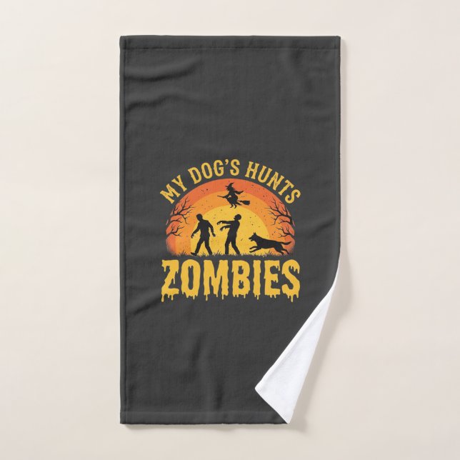 Dog Hunts Zombies Halloween Design Hand Towel (Hand Towel)