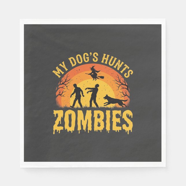Dog Hunts Zombies Halloween Design Napkin (Front)