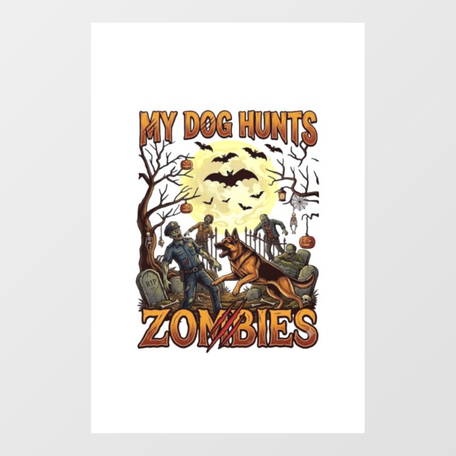 Dog Hunts Zombies Halloween German Shepherd Moon_1 (Sheet)