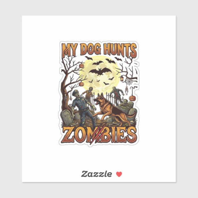 Dog Hunts Zombies Halloween German Shepherd Moon_1 (Sheet)