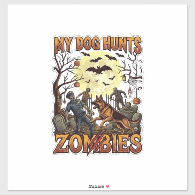 Dog Hunts Zombies Halloween German Shepherd Moon_1 (Sheet)