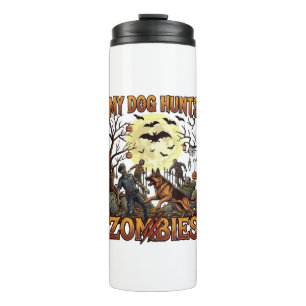 Dog Hunts Zombies Halloween German Shepherd Moon_1 Thermal Tumbler