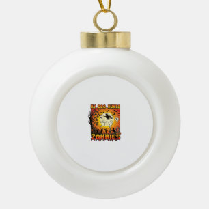 Dog Hunts Zombies Halloween Ghosts Witch Moon Ceramic Ball Christmas Ornament