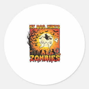 Dog Hunts Zombies Halloween Ghosts Witch Moon Classic Round Sticker
